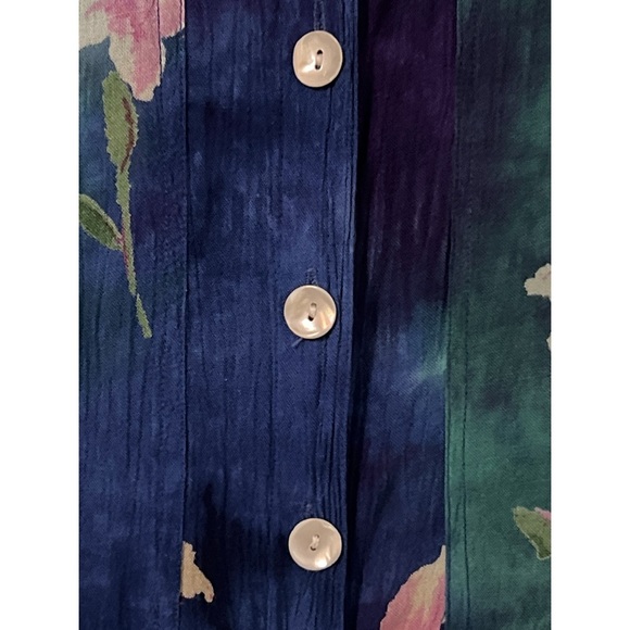 La Cera Dress Women’s Large Multi Floral Watercolor Button Front Fairy Boho Vtg - Picture 12 of 15